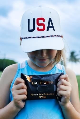 Eagle Wipes SPF 50 Mineral Moisturizer Wipes – Mess-Free Full Body Sun Protection for Golf, Sports & Travel – Water-Resistant, Biodegradable Towelettes (25 Count) Avelisse