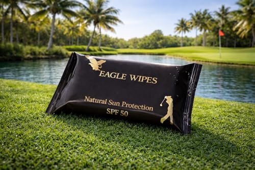 Eagle Wipes SPF 50 Mineral Moisturizer Wipes – Mess-Free Full Body Sun Protection for Golf, Sports & Travel – Water-Resistant, Biodegradable Towelettes (25 Count) Avelisse