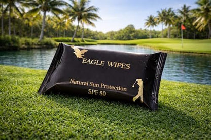 Eagle Wipes SPF 50 Mineral Moisturizer Wipes – Mess-Free Full Body Sun Protection for Golf, Sports & Travel – Water-Resistant, Biodegradable Towelettes (25 Count) Avelisse