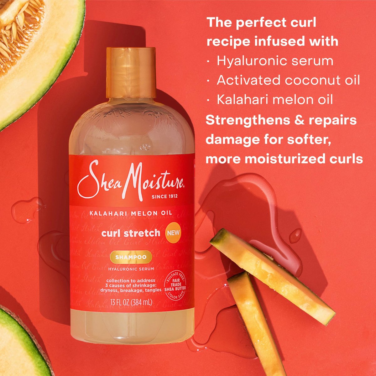 SheaMoisture Curl Stretch Shampoo with Kalahari Melon Oil & Hyaluronic Serum for Type 4 Hair, 13 Fl Oz Avelisse
