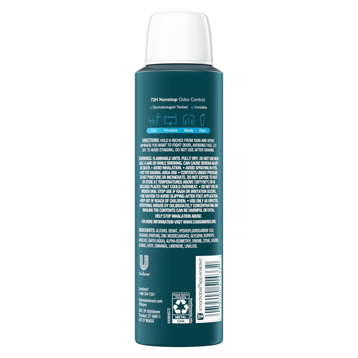 Degree Men Whole Body Deodorant Spray, Ocean Rush Scent, Aluminum Free 72H Odor Protection, 4 oz - görsel 3