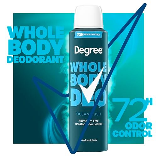 Degree Men Whole Body Deodorant Spray, Ocean Rush Scent, Aluminum Free 72H Odor Protection, 4 oz - görsel 8