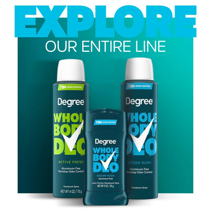 Degree Men Whole Body Deodorant Spray, Ocean Rush Scent, Aluminum Free 72H Odor Protection, 4 oz