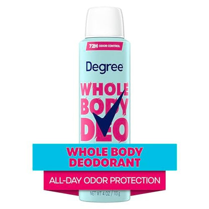 Degree Women Whole Body Deodorant Spray, Rose & Waterlily Scent, Aluminum Free 72H Odor Protection, 4 oz