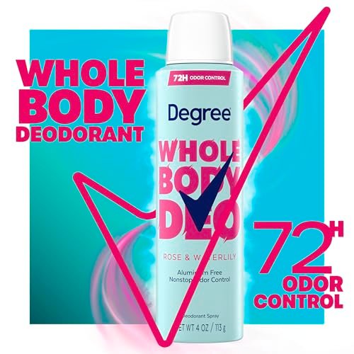 Degree Women Whole Body Deodorant Spray, Rose & Waterlily Scent, Aluminum Free 72H Odor Protection, 4 oz - görsel 8