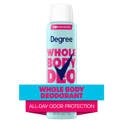 Degree Women Whole Body Deodorant Spray, Rose & Waterlily Scent, Aluminum Free 72H Odor Protection, 4 oz