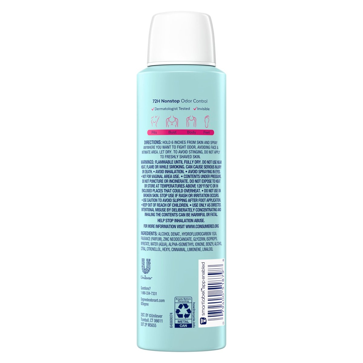 Degree Women Whole Body Deodorant Spray, Rose & Waterlily Scent, Aluminum Free 72H Odor Protection, 4 oz - görsel 3