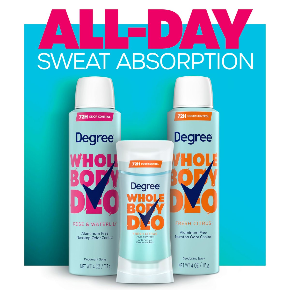 Degree Women Whole Body Deodorant Spray, Rose & Waterlily Scent, Aluminum Free 72H Odor Protection, 4 oz - görsel 13