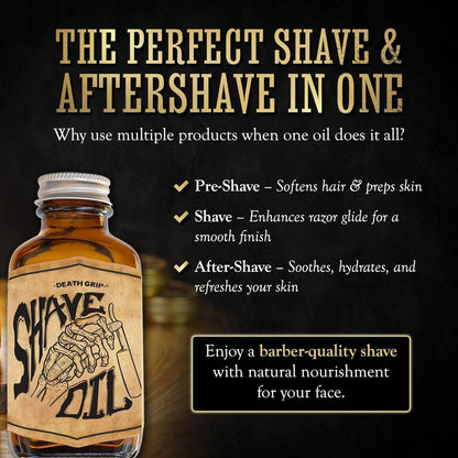 Tea Tree Pre-Shave Oil for All Natural Razor Glide | Softens Bristles & Soothes Skin | 3 oz by Death Grip | Made in USA Avelisse