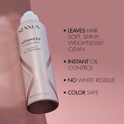 Nexxus Styling Refreshing Dry Shampoo for Oily Hair, Advanced Invisible Clean Dry Shampoo with Flexx-Adapt Technology and Protein Complex, 5 oz