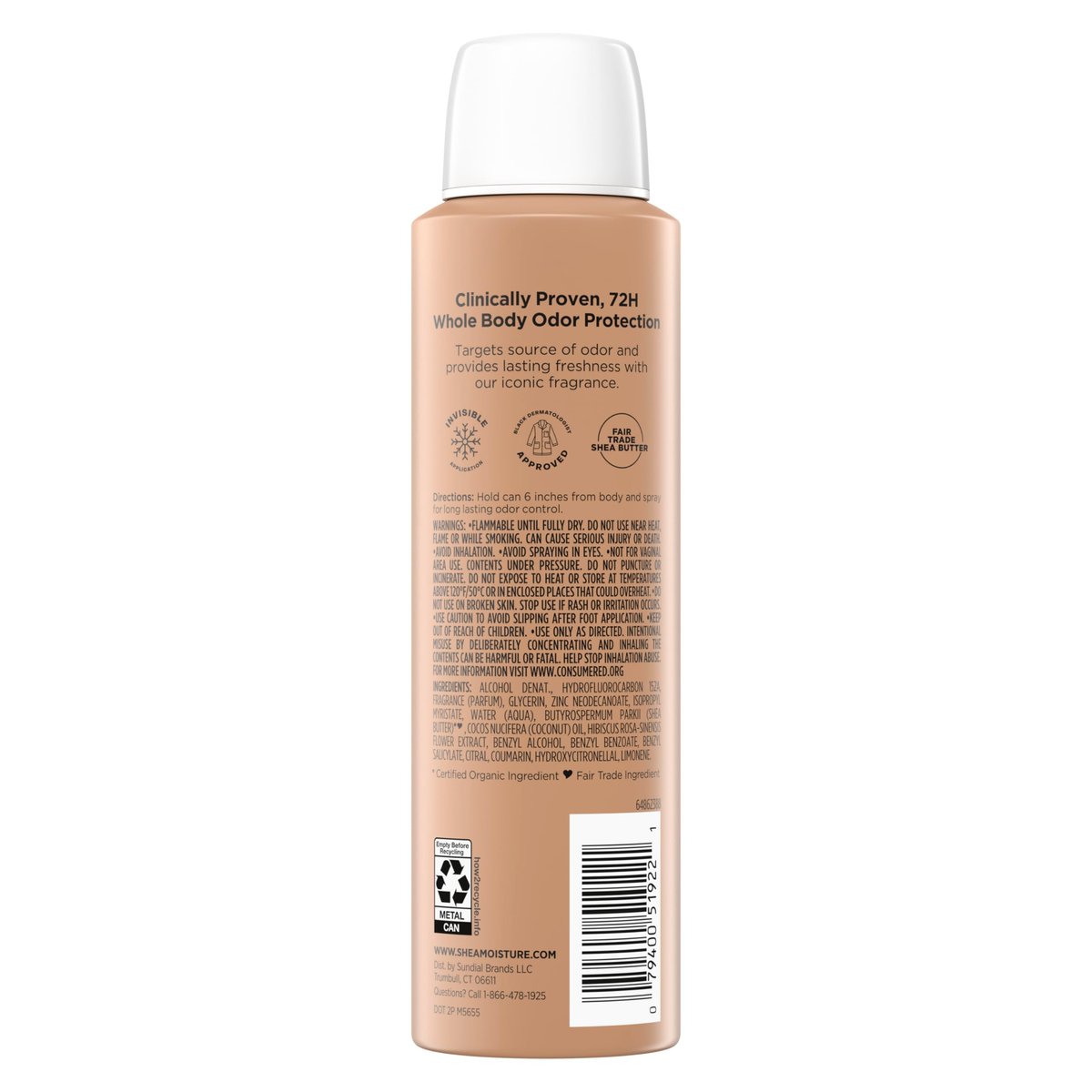 SheaMoisture Whole Body Deodorant Spray Fresh 72h Odor Control Aluminum Free 4 oz - görsel 3