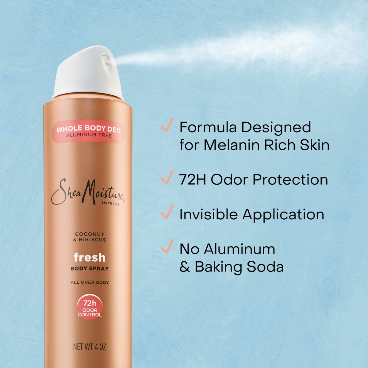 SheaMoisture Whole Body Deodorant Spray Fresh 72h Odor Control Aluminum Free 4 oz - görsel 7