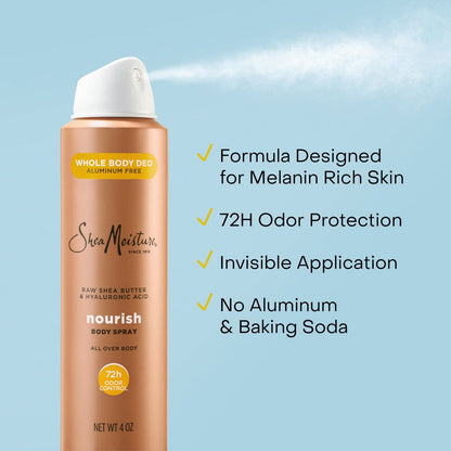 SheaMoisture All Over Body Deodorant Spray for Women - Raw Shea Butter & Hyaluronic Acid, Aluminum Free, 4 oz Avelisse