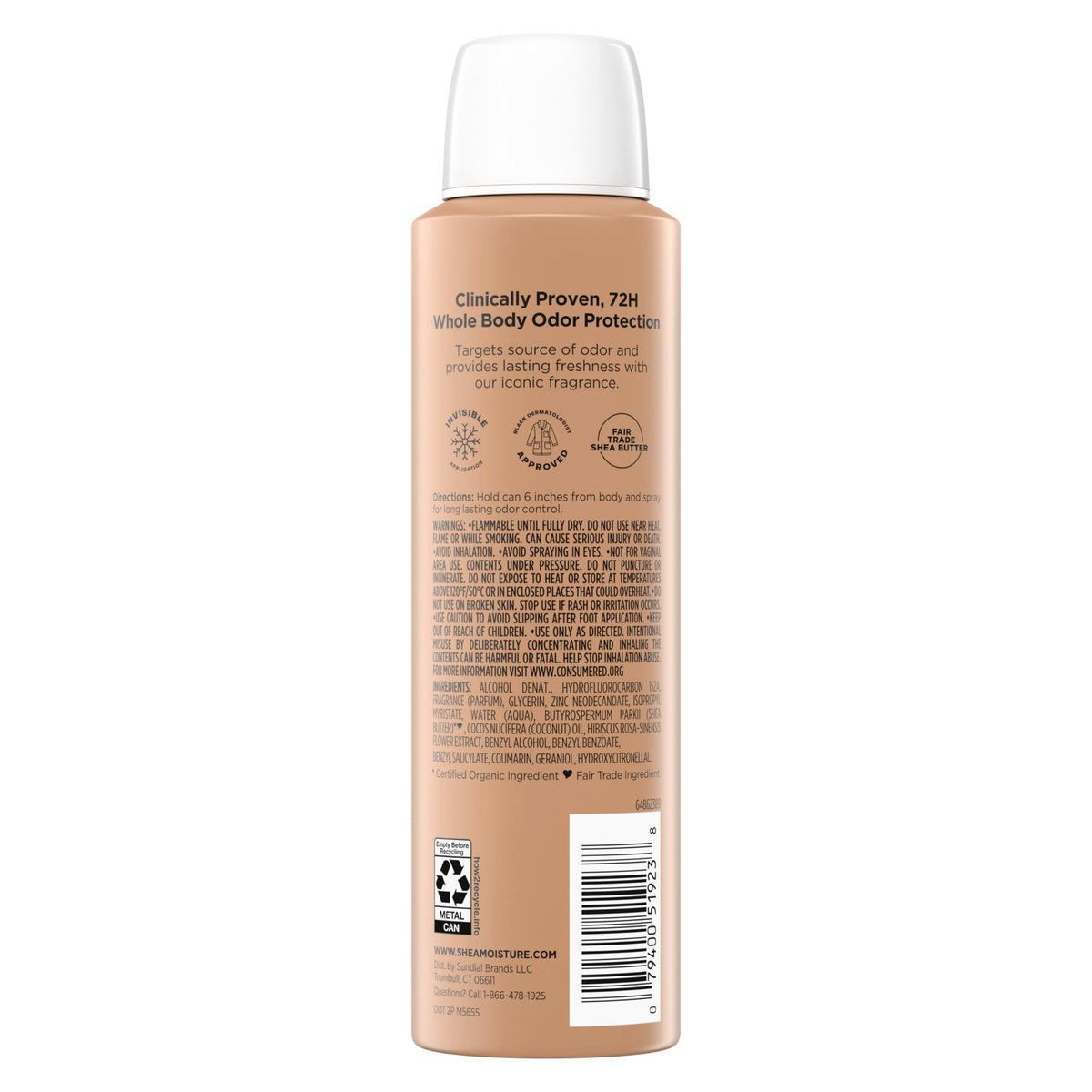 SheaMoisture All Over Body Deodorant Spray for Women - Raw Shea Butter & Hyaluronic Acid, Aluminum Free, 4 oz Avelisse