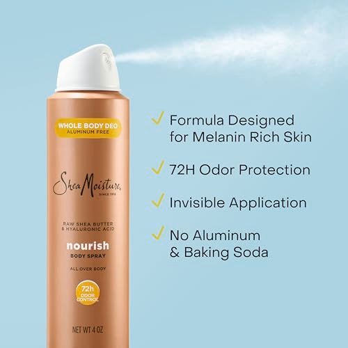 SheaMoisture All Over Body Deodorant Spray for Women - Raw Shea Butter & Hyaluronic Acid, Aluminum Free, 4 oz Avelisse
