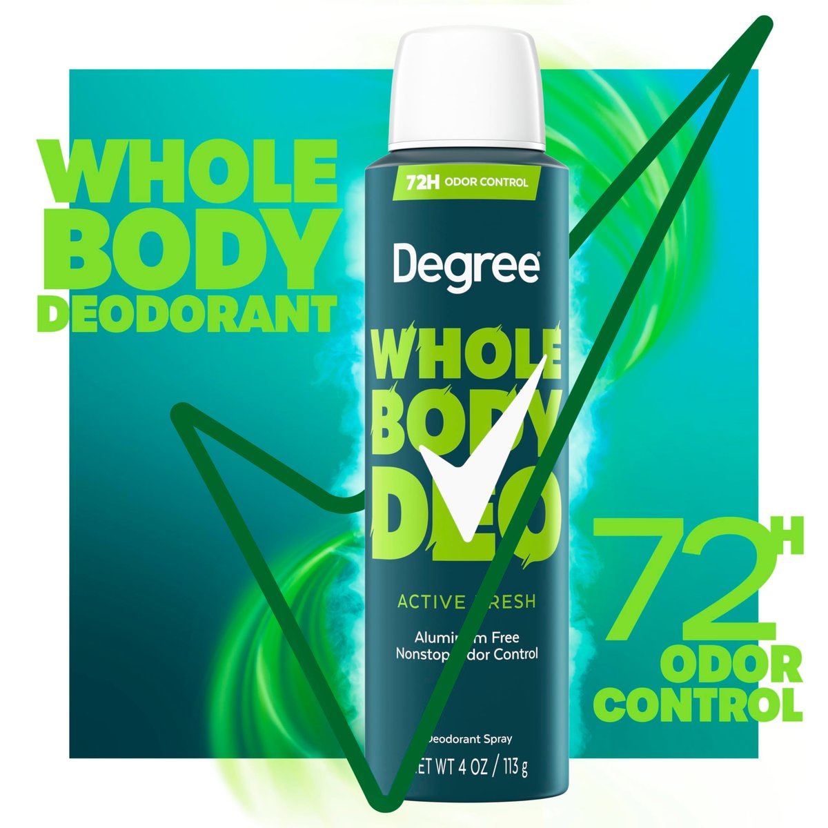 Degree Men Whole Body Deodorant Spray, Active Fresh, Aluminum Free 72H Odor Protection, 4 oz - görsel 5