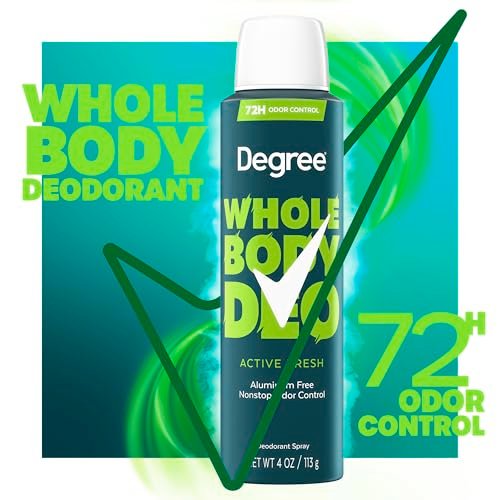 Degree Men Whole Body Deodorant Spray, Active Fresh, Aluminum Free 72H Odor Protection, 4 oz - görsel 6