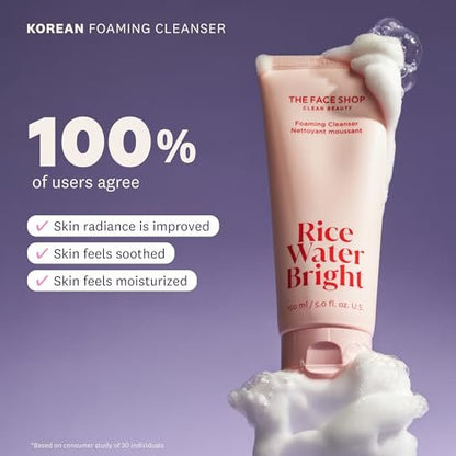 The Face Shop Rice Water Bright Double Cleansing Duo Set with Ceramide - Korean Skin Care Gentle Face Wash & Pore Control Cleansing Oil, Hydrating & Moisturizing Vegan Facial Cleanser, Makeup Remover Avelisse