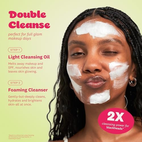 The Face Shop Rice Water Bright Double Cleansing Duo Set with Ceramide - Korean Skin Care Gentle Face Wash & Pore Control Cleansing Oil, Hydrating & Moisturizing Vegan Facial Cleanser, Makeup Remover Avelisse