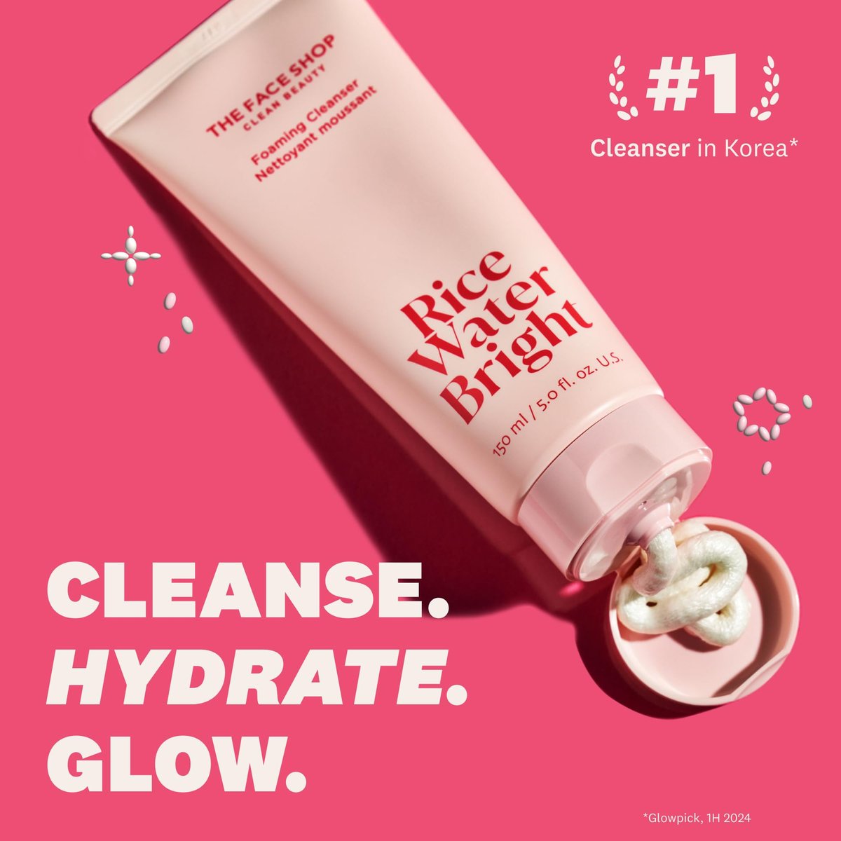 The Face Shop Rice Water Bright Double Cleansing Duo Set with Ceramide - Korean Skin Care Gentle Face Wash & Pore Control Cleansing Oil, Hydrating & Moisturizing Vegan Facial Cleanser, Makeup Remover Avelisse