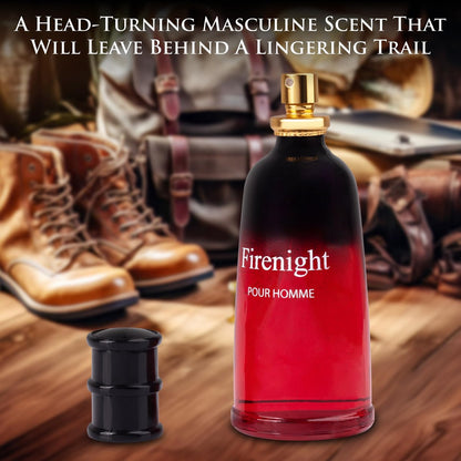 Firenight for Men Eau De Parfum - 3.4 fl oz Elegant 100ml Bottle with Top Notes of Nutmeg Flower, Lavender, Cedar & Citrus Avelisse