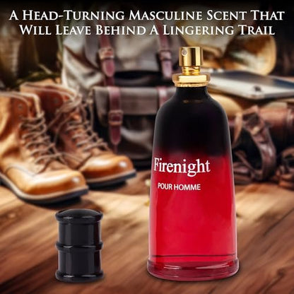 Firenight for Men Eau De Parfum - 3.4 fl oz Elegant 100ml Bottle with Top Notes of Nutmeg Flower, Lavender, Cedar & Citrus Avelisse