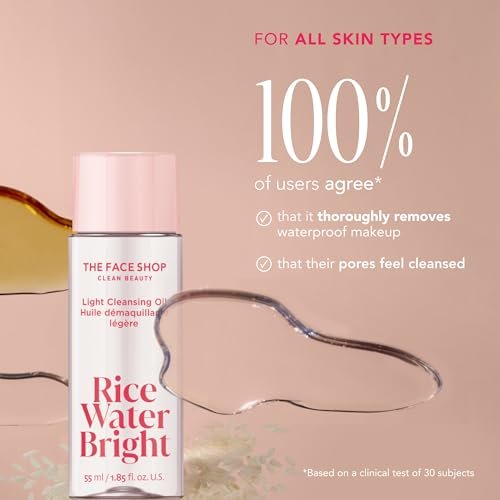The Face Shop Rice Water Bright Vegan Double Cleanse Trial Set – Travel Size Foaming Cleanser & Mini Cleansing Oil for Gentle Makeup Removal and Pore Control Avelisse