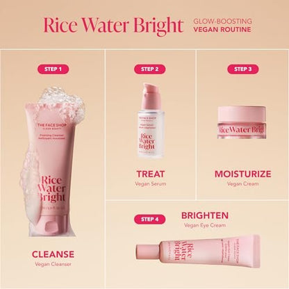 The Face Shop Rice Water Bright Travel Kit – Korean Skin Care Set with Ceramide, Vegan Hydrating Face Wash, Serum, Cream & Eye Cream for Dry Skin, Daily Moisturizer Avelisse