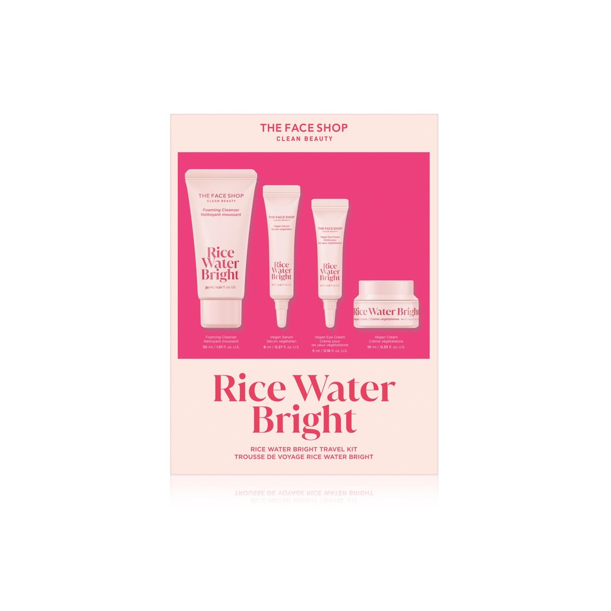 The Face Shop Rice Water Bright Travel Kit – Korean Skin Care Set with Ceramide, Vegan Hydrating Face Wash, Serum, Cream & Eye Cream for Dry Skin, Daily Moisturizer Avelisse