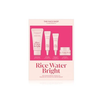 The Face Shop Rice Water Bright Travel Kit – Korean Skin Care Set with Ceramide, Vegan Hydrating Face Wash, Serum, Cream & Eye Cream for Dry Skin, Daily Moisturizer Avelisse