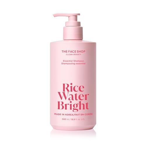 The Face Shop Rice Water Bright Essential Shampoo - Strengthening & Anti-Frizz Shampoo for Dry, Damaged Hair - Sulfate Free Korean Hair Care with Rice Protein Avelisse