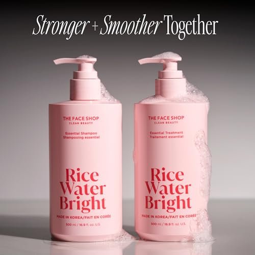 The Face Shop Rice Water Bright Essential Shampoo - Strengthening & Anti-Frizz Shampoo for Dry, Damaged Hair - Sulfate Free Korean Hair Care with Rice Protein Avelisse