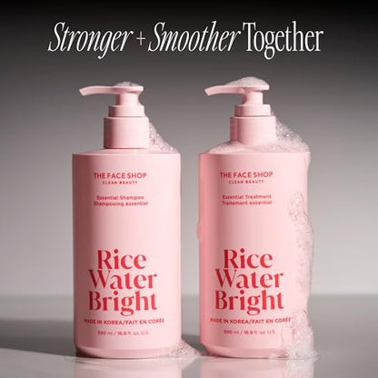 The Face Shop Rice Water Bright Essential Shampoo - Strengthening & Anti-Frizz Shampoo for Dry, Damaged Hair - Sulfate Free Korean Hair Care with Rice Protein Avelisse