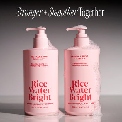 The Face Shop Rice Water Bright Essential Shampoo - Strengthening & Anti-Frizz Shampoo for Dry, Damaged Hair - Sulfate Free Korean Hair Care with Rice Protein Avelisse