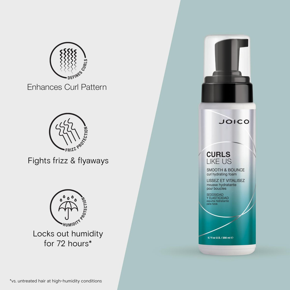 Joico Curls Like Us Smooth & Bounce Curl Hydrating Foam - 6.7 Fl Oz - For Curly Hair, Reduces Frizz, Enhances Curl Patterns, 72-Hour Humidity Protection Avelisse