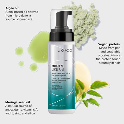 Joico Curls Like Us Smooth & Bounce Curl Hydrating Foam - 6.7 Fl Oz - For Curly Hair, Reduces Frizz, Enhances Curl Patterns, 72-Hour Humidity Protection Avelisse