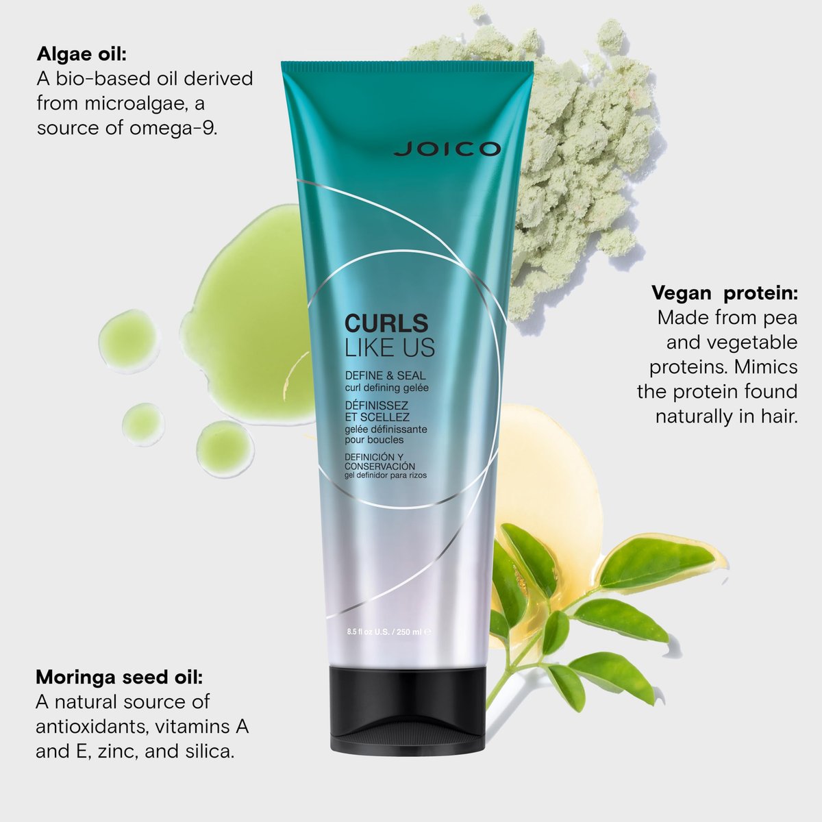 Joico Curls Like Us Define & Seal Curl Defining Gelee - Medium Hold, Heat Protection up to 450°F, with Moringa Seed & Algae Oil, 8.5 Fl Oz Avelisse
