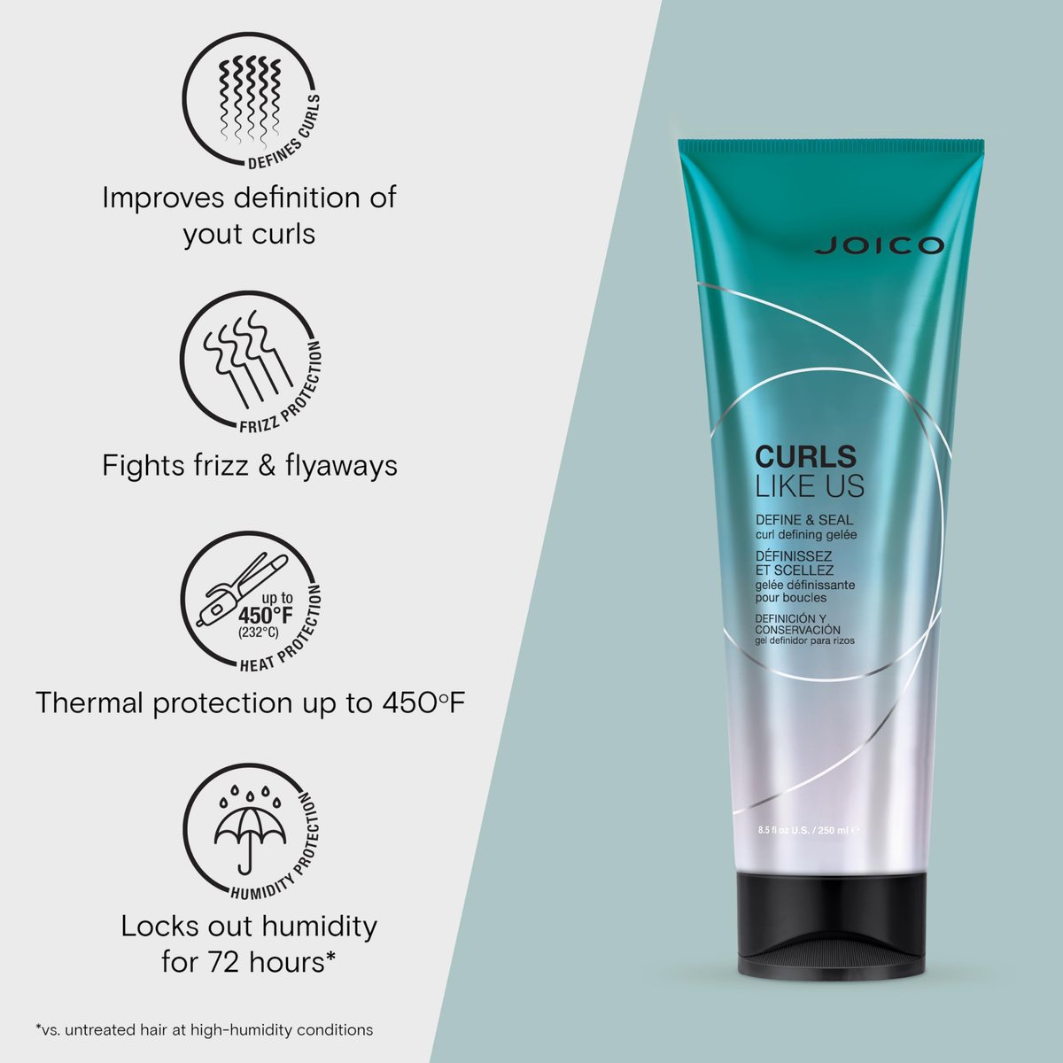 Joico Curls Like Us Define & Seal Curl Defining Gelee - Medium Hold, Heat Protection up to 450°F, with Moringa Seed & Algae Oil, 8.5 Fl Oz Avelisse