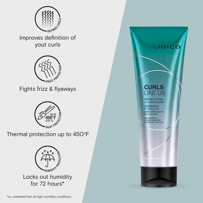 Joico Curls Like Us Define & Seal Curl Defining Gelee - Medium Hold, Heat Protection up to 450°F, with Moringa Seed & Algae Oil, 8.5 Fl Oz Avelisse