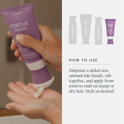 VIRTUE Flourish Hair Thickening Styling Treatment for Thinning or Fine Hair, Volumizes and Thickens Thin Hair, 4 Fl Oz Avelisse