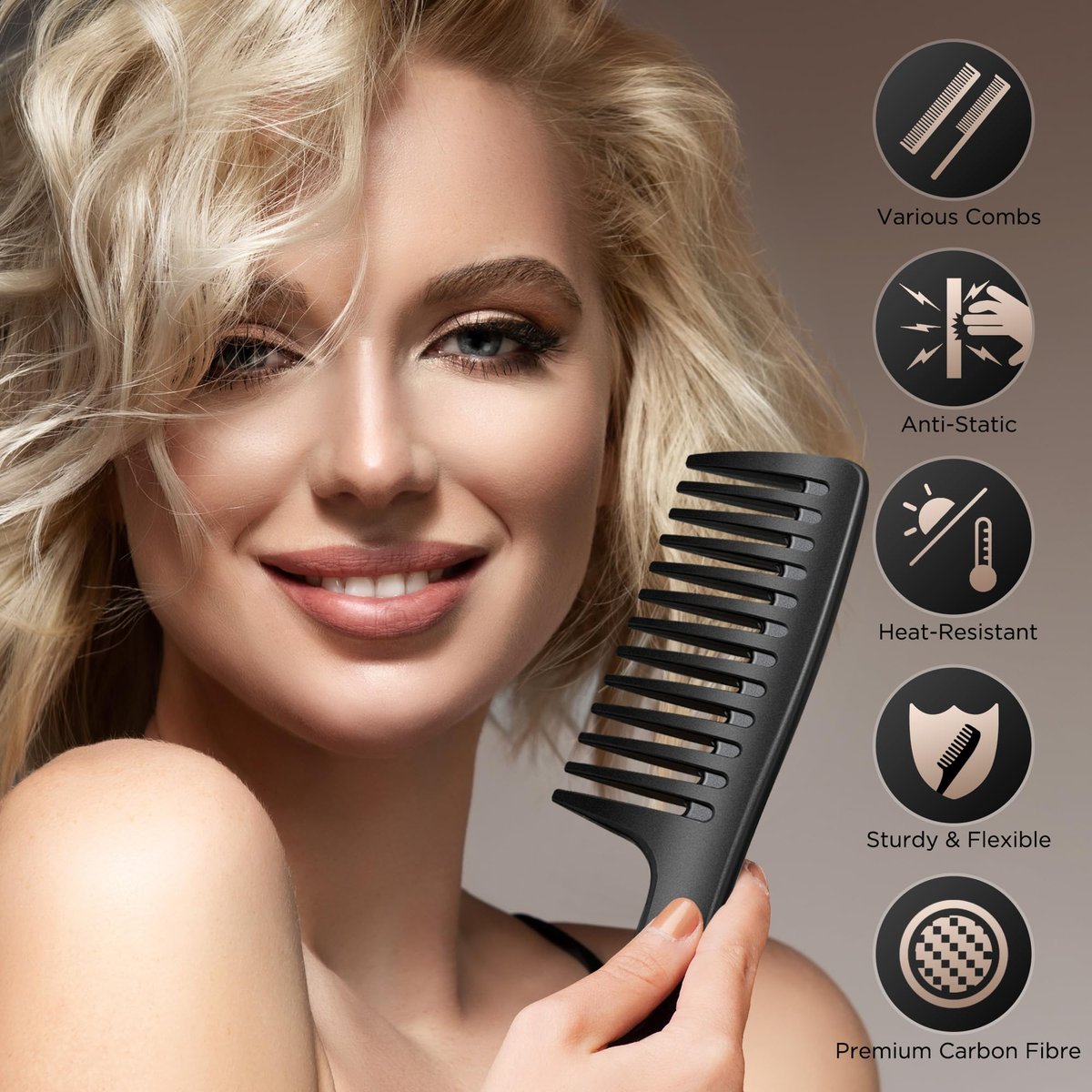 SALONSILK Women Hair Comb Set - 14PCS Wide Tooth Rat Tail Styling Combs Pick for Curly, Teasing, Parting, Fine Professional Barber Cutting Braiding Set - görsel 3
