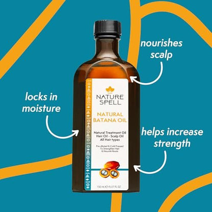 Nature Spell Batana Oil for Hair Growth - Pre-Diluted Scalp Oil, Strengthens & Repairs Damaged Strands, Nourishes Split Ends, Adds Shine, Vegan, 5.07 Fl Oz Avelisse