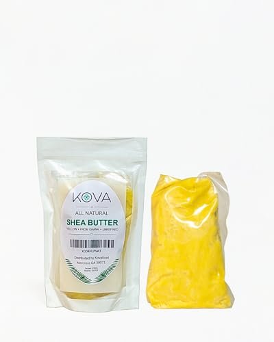 Kovafood Organic Raw Unrefined African Shea Butter - 100% Pure Natural, 1 lb Yellow - Great for Hair, Skin and DIY Projects Avelisse