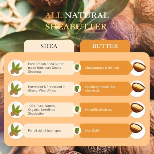 Kovafood Organic Raw Unrefined African Shea Butter - 100% Pure Natural, 1 lb Yellow - Great for Hair, Skin and DIY Projects Avelisse