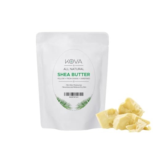 Kovafood Organic Raw Unrefined African Shea Butter - 100% Pure Natural, 1 lb Yellow - Great for Hair, Skin and DIY Projects Avelisse
