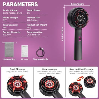 Rechargeable 3-in-1 Scalp Massager & Hair Growth Oil Applicator – Electric Scalp Brush for Home & Travel, Gentle Scratching & Kneading, IPX7 Waterproof for All Hair Types Avelisse