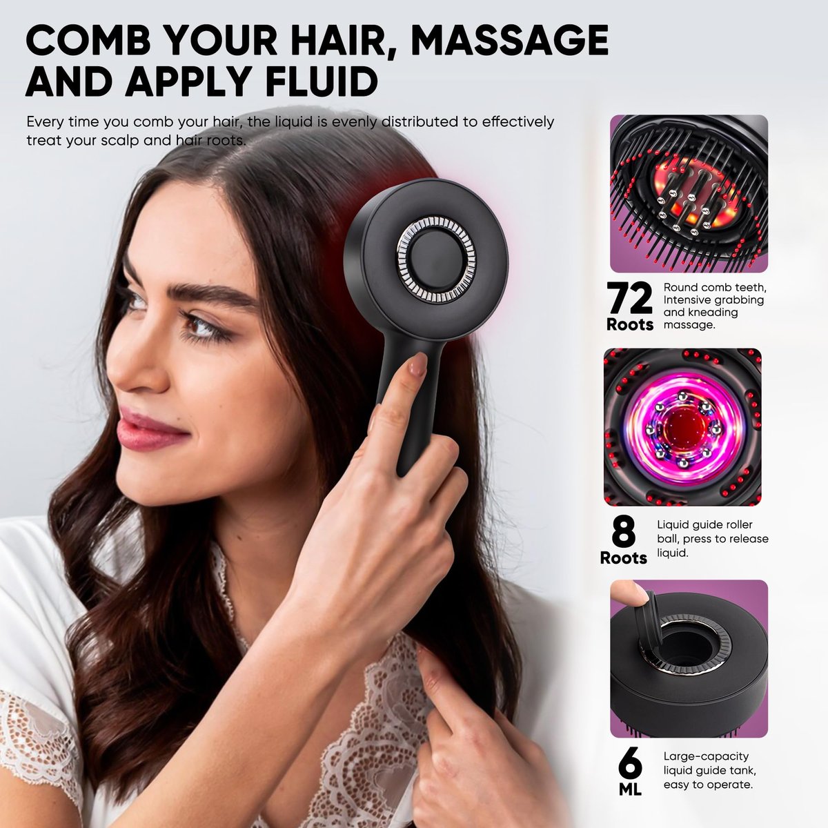 Rechargeable 3-in-1 Scalp Massager & Hair Growth Oil Applicator – Electric Scalp Brush for Home & Travel, Gentle Scratching & Kneading, IPX7 Waterproof for All Hair Types Avelisse