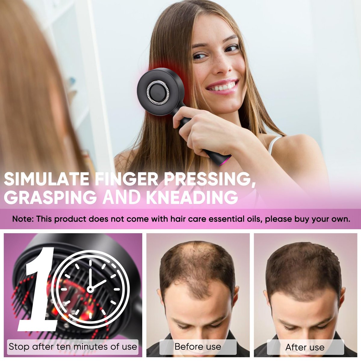 Rechargeable 3-in-1 Scalp Massager & Hair Growth Oil Applicator – Electric Scalp Brush for Home & Travel, Gentle Scratching & Kneading, IPX7 Waterproof for All Hair Types Avelisse