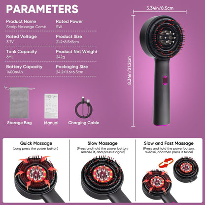 Rechargeable 3-in-1 Scalp Massager & Hair Growth Oil Applicator – Electric Scalp Brush for Home & Travel, Gentle Scratching & Kneading, IPX7 Waterproof for All Hair Types Avelisse