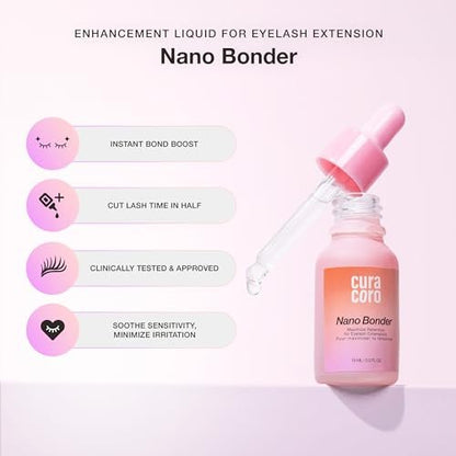 Curacoro Nano Lash Bonder – Super Bonder for Eyelash Extension Glue Accelerator, Water & Oil Proof Lash Sealant, Secures Glue Fumes, Longer Retention & Low Irritation (15ml) Avelisse